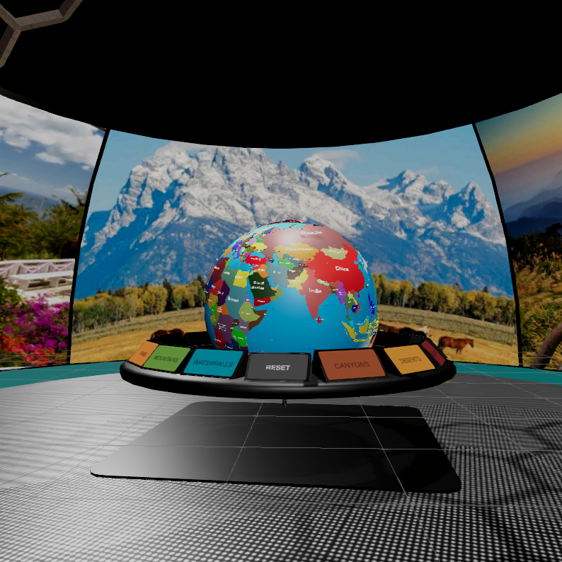 Discover Station: As the central home environment, it marks the beginning of users' journeys. My role entailed designing and constructing the environment in Blender, coupled with developing XR functionalities using C# in Unity. This included creating an interactive globe to facilitate further explorations.